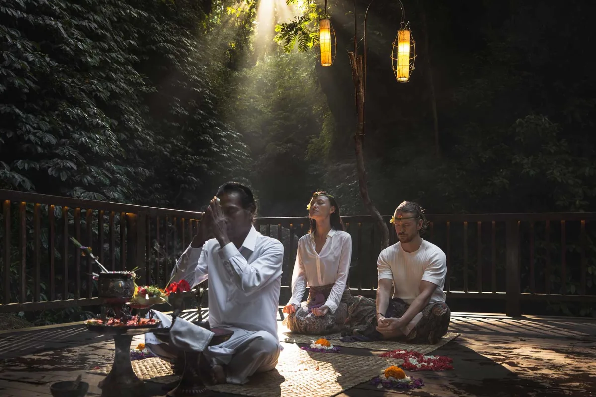 Balinese Blessing Purification at the River 